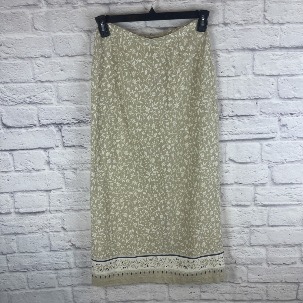Casual Corner Annex Cottagecore Linen Blend Lightweight Floral Midi Skirt Size 6
